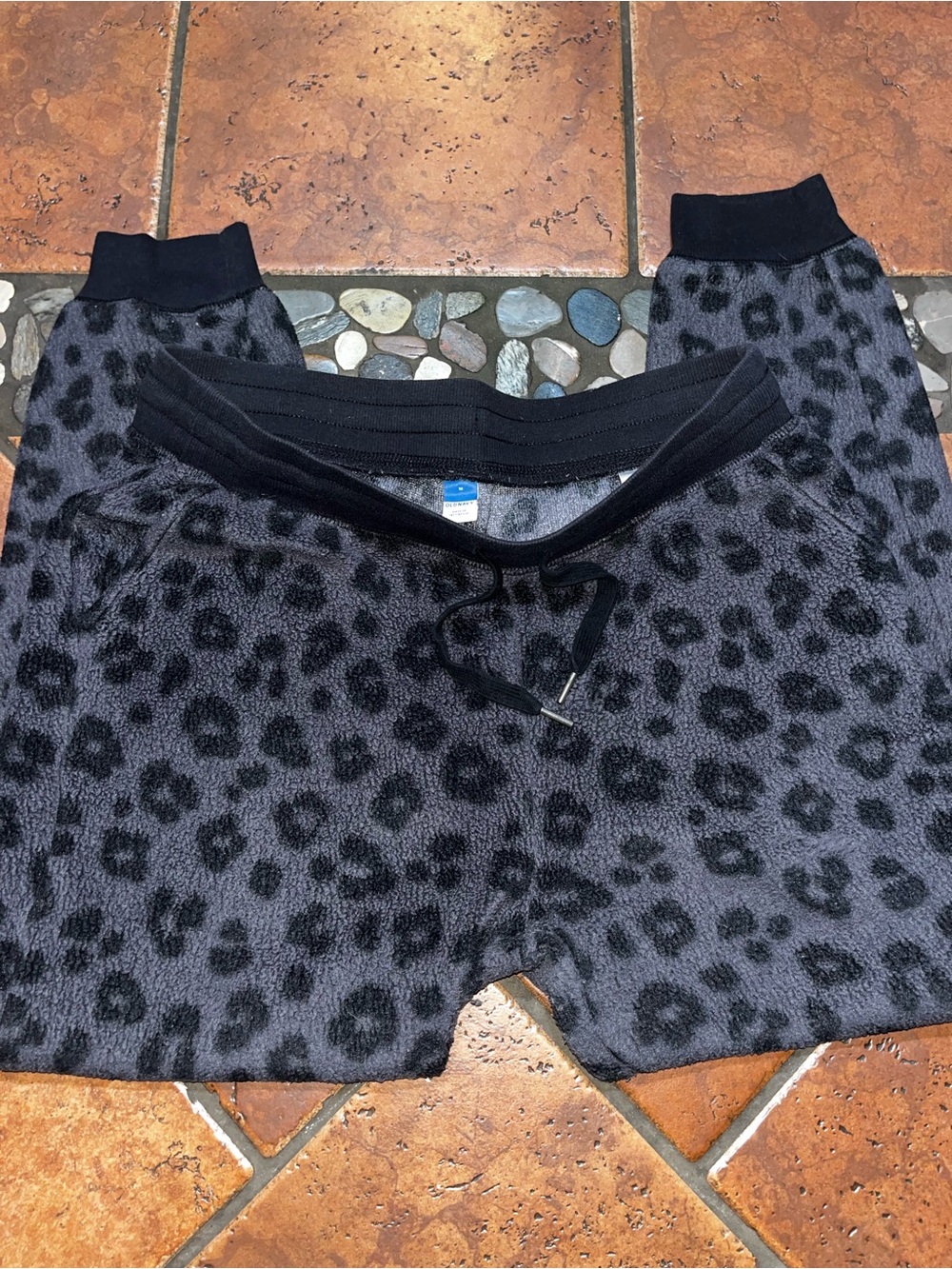 Old Navy Black and Gray Leopard Kids Fleece Joggers